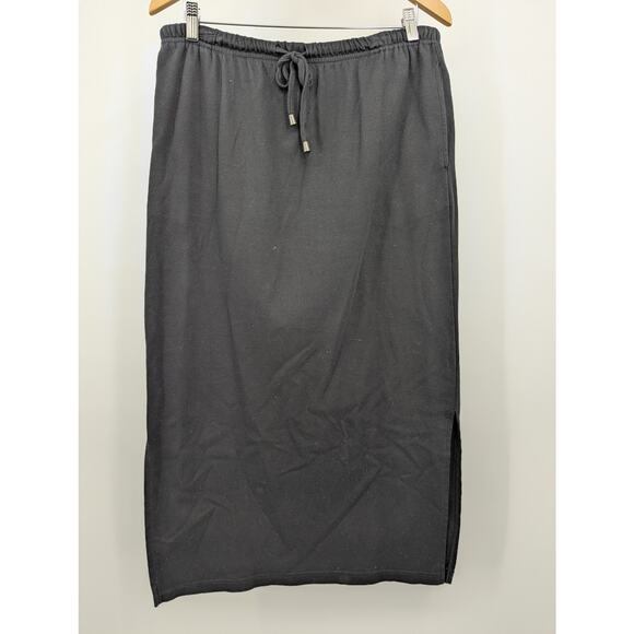 100% Cotton Capacity Knits Black Drawstring Full Length Long Skirt Size XL - Picture 1 of 3